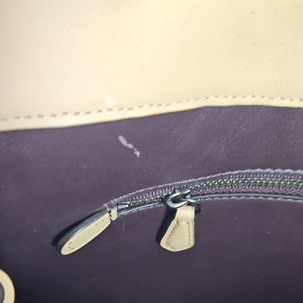 Coach Smooth Pebble Leather Shoulder Bag in Beige